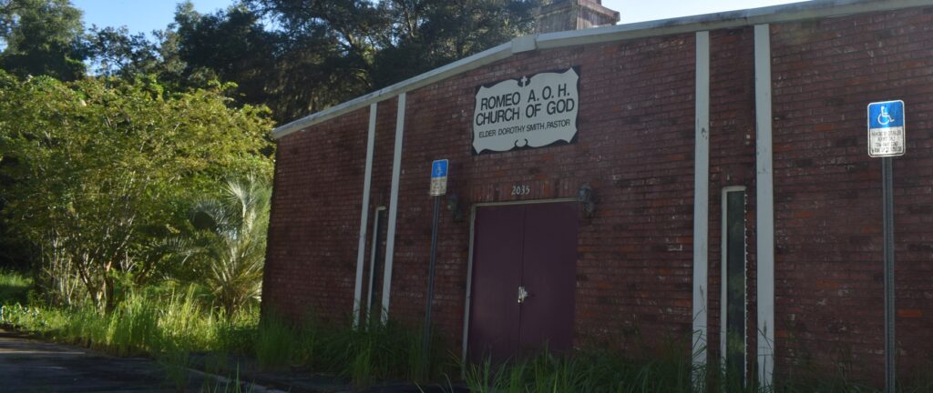 Romeo Church of God in Romeo Ghost Town, Florida, an overgrown historic community in Marion County