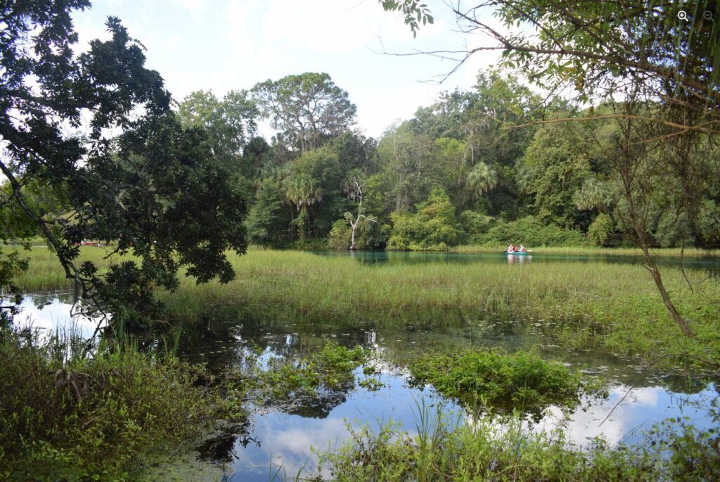Rainbow River flowing through the former site of Juliette Ghost Town in Florida