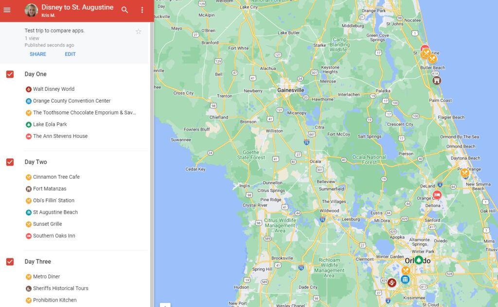 Google Maps Road Trip Planner App