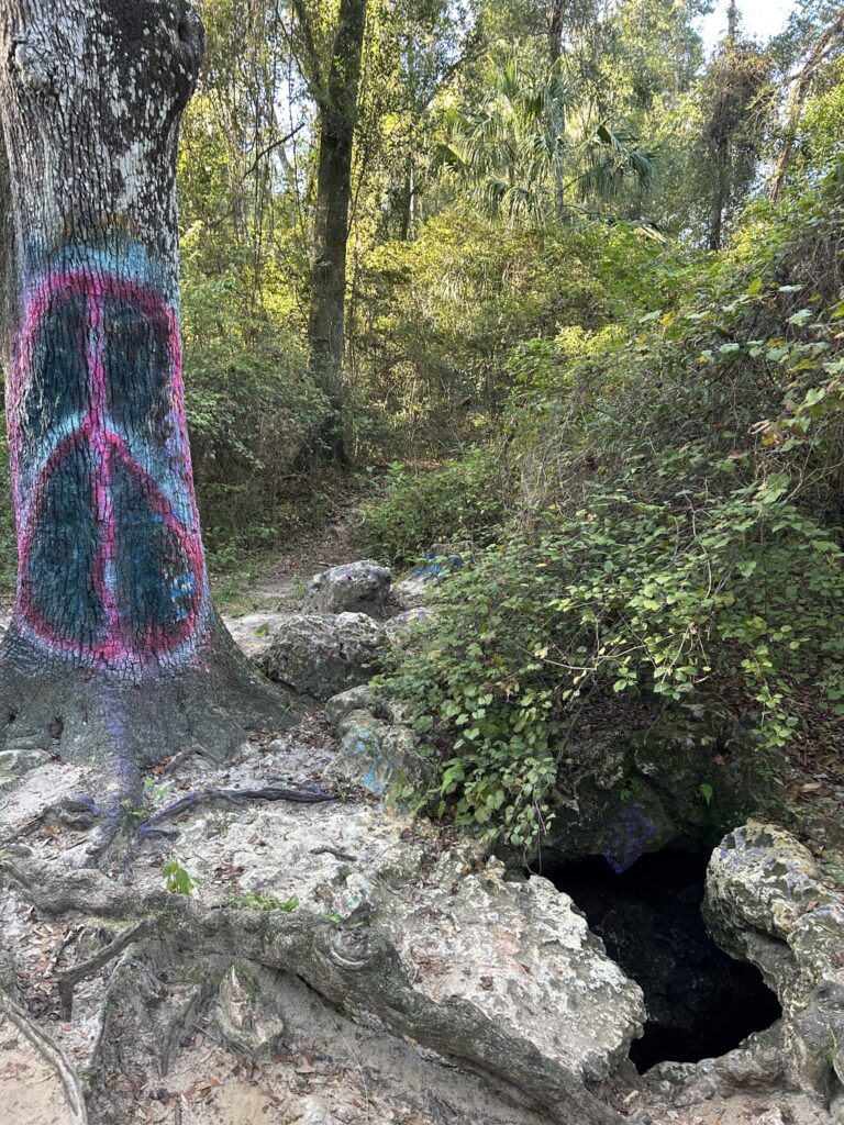 Peace Cave narrow entrance, Florida.