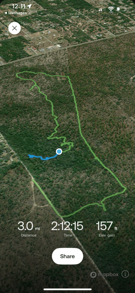 Map Share route showing Orleans hike