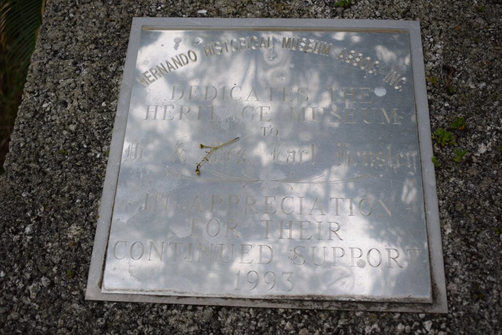 Hernando Historical Museum sign outside the May-Stringer House