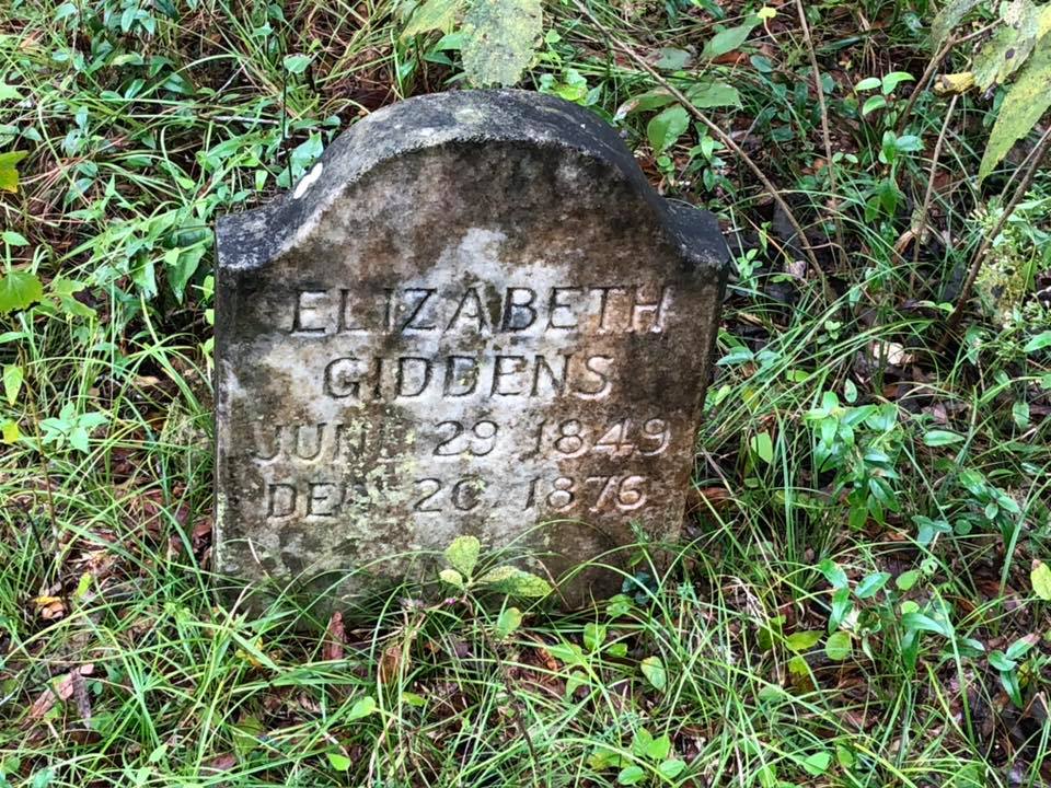 Elizabeth Giddens tombstone at the Giddens Homestead Cemetery in Hernando County, Florida