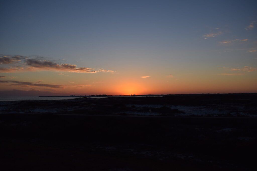 Sunset over the Gulf of Mexico from the top of a Battery at Fort Pickens.
