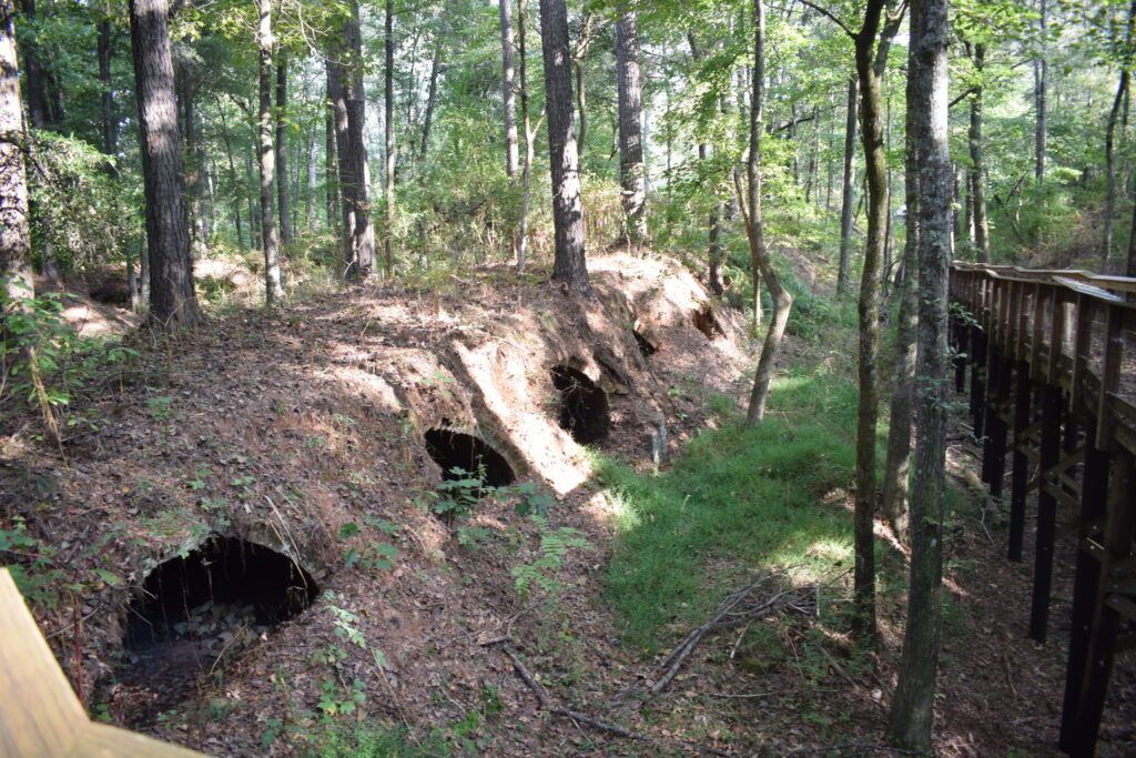 Row of coke ovens parallel to the boardwalk at West Blocton Coke Ovens Park