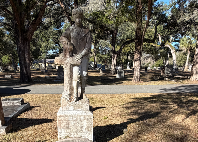 Statue marking the grave of William Henry Varn at Brooksville Cemetery in Brooksville, Florida.