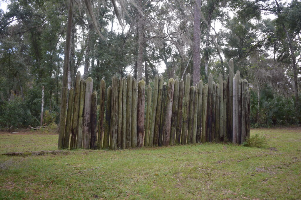 Reconstructed wooden stockade at Fort Cooper State Park in Florida, representing the fort built during the Second Seminole War