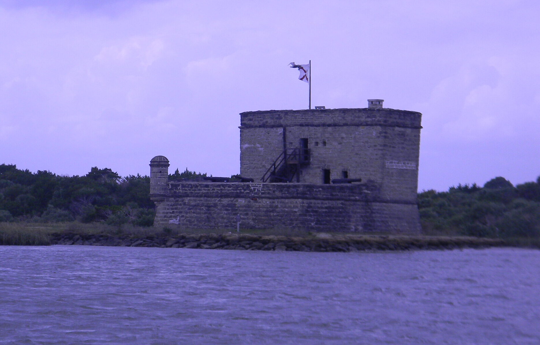 Fort Matanzas National Monument viewed from the ferry crossing Matanzas Inlet near St. Augustine, Florida.