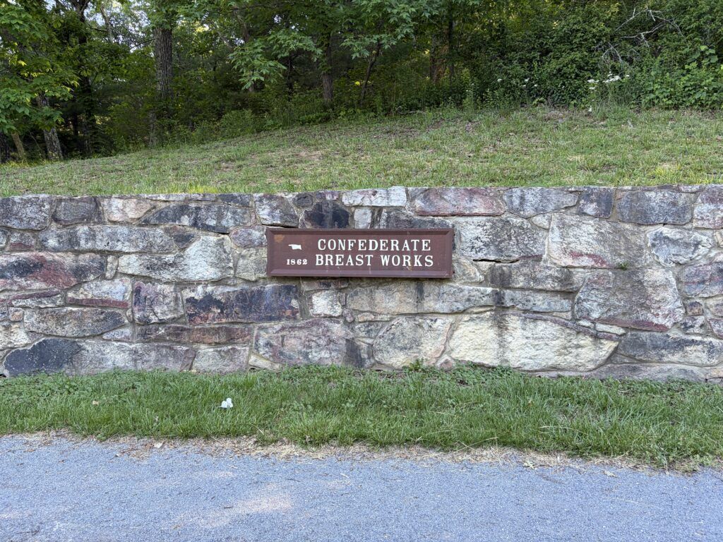 1862 Confederate Breastworks roadside sign marking Fort Edward Johnson on Shenandoah Mountain in Virginia