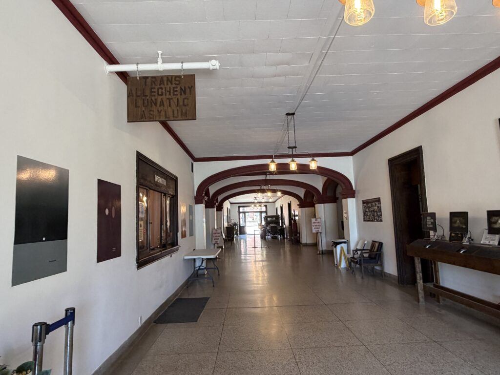 Interior hallway and museum entrance at Trans-Allegheny Lunatic Asylum in Weston, West Virginia